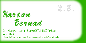 marton bernad business card